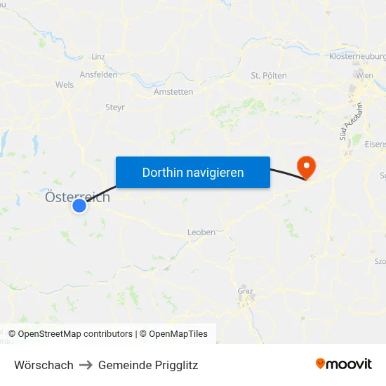 Wörschach to Gemeinde Prigglitz map