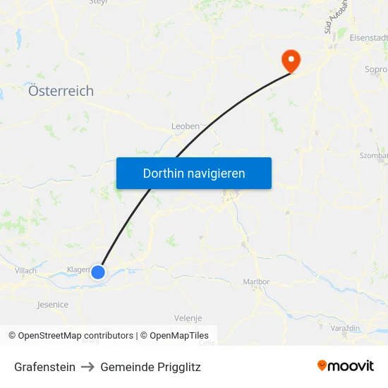 Grafenstein to Gemeinde Prigglitz map