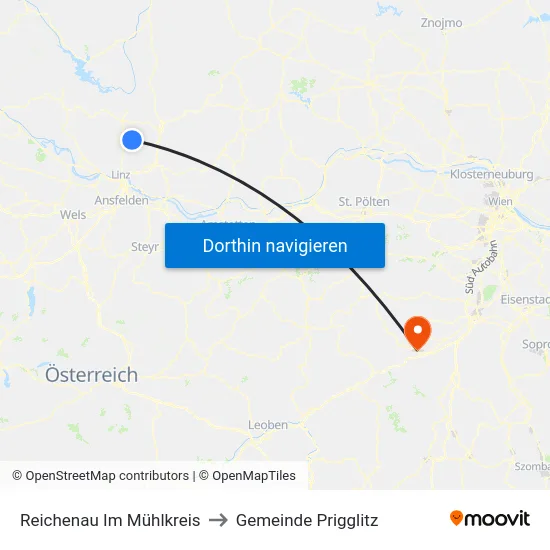 Reichenau Im Mühlkreis to Gemeinde Prigglitz map