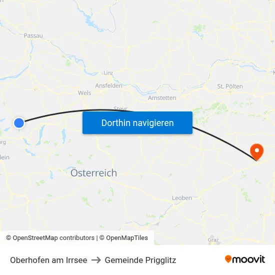 Oberhofen am Irrsee to Gemeinde Prigglitz map