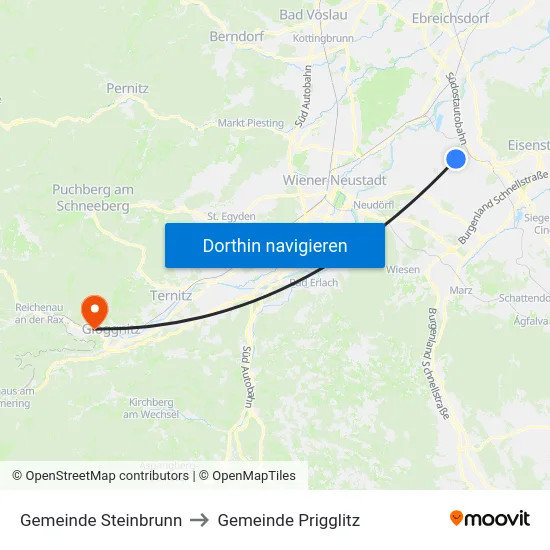 Gemeinde Steinbrunn to Gemeinde Prigglitz map