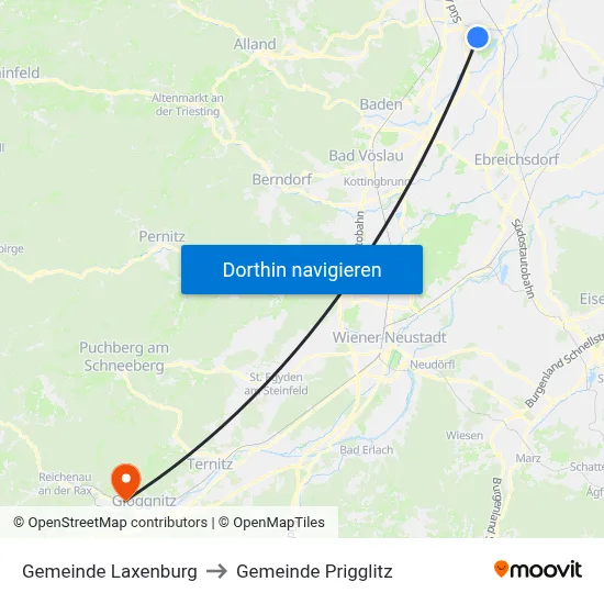 Gemeinde Laxenburg to Gemeinde Prigglitz map