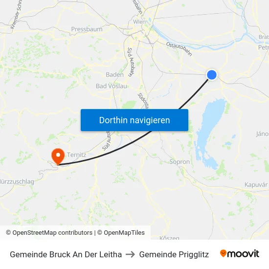 Gemeinde Bruck An Der Leitha to Gemeinde Prigglitz map