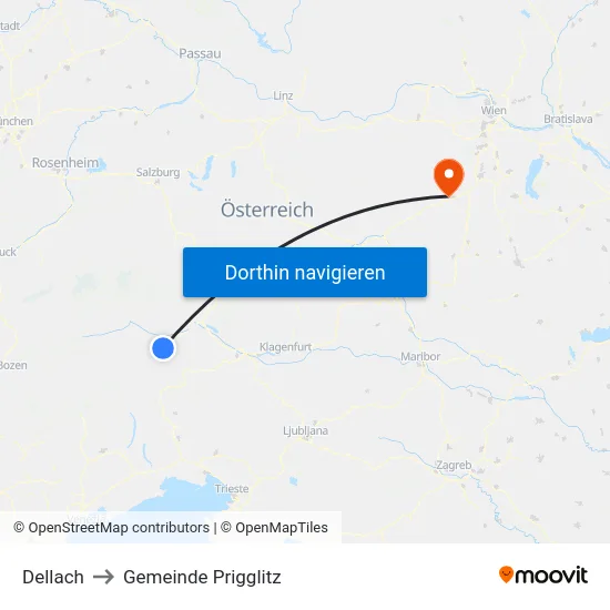 Dellach to Gemeinde Prigglitz map