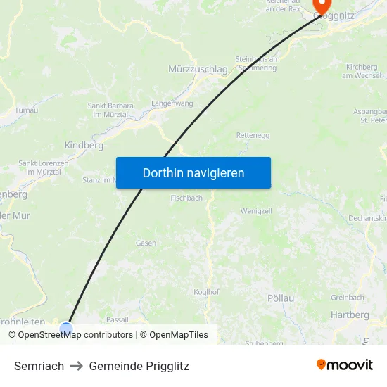 Semriach to Gemeinde Prigglitz map