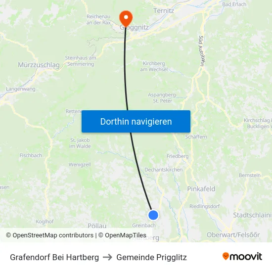 Grafendorf Bei Hartberg to Gemeinde Prigglitz map