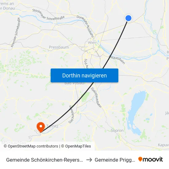 Gemeinde Schönkirchen-Reyersdorf to Gemeinde Prigglitz map