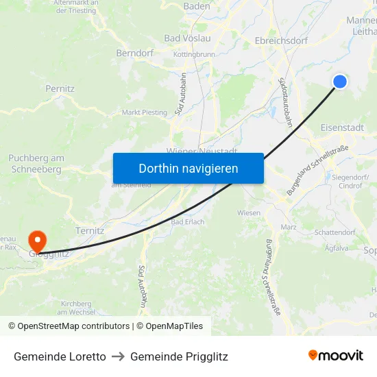 Gemeinde Loretto to Gemeinde Prigglitz map