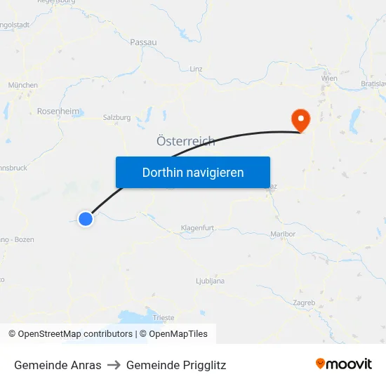 Gemeinde Anras to Gemeinde Prigglitz map