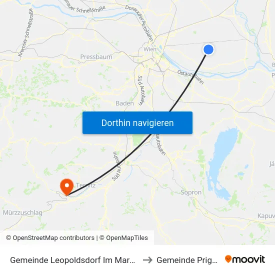 Gemeinde Leopoldsdorf Im Marchfeld to Gemeinde Prigglitz map