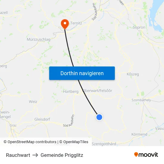 Rauchwart to Gemeinde Prigglitz map