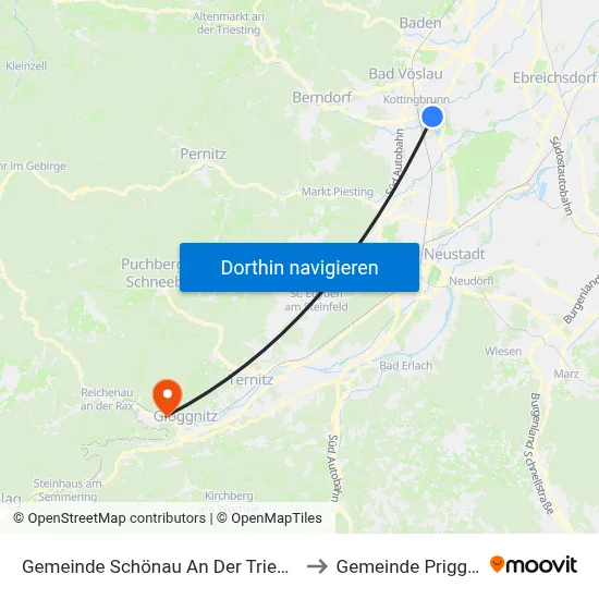 Gemeinde Schönau An Der Triesting to Gemeinde Prigglitz map
