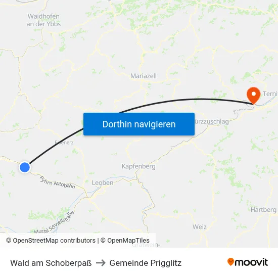 Wald am Schoberpaß to Gemeinde Prigglitz map