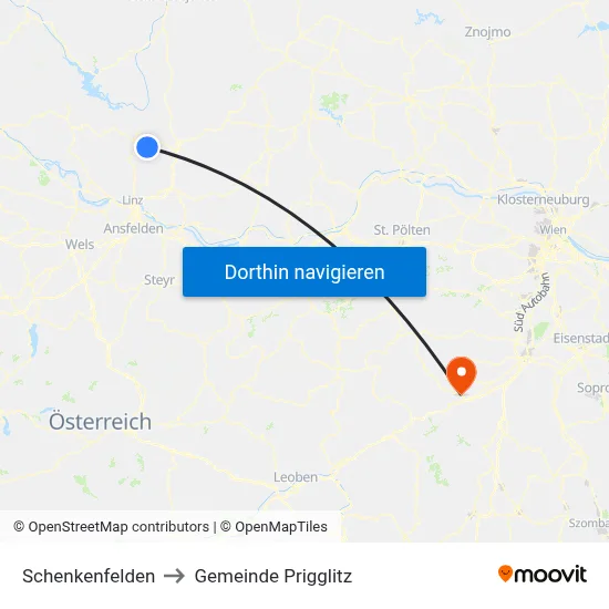 Schenkenfelden to Gemeinde Prigglitz map