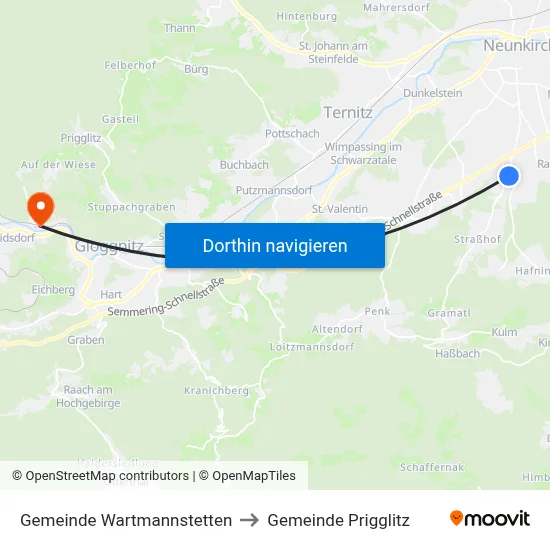 Gemeinde Wartmannstetten to Gemeinde Prigglitz map