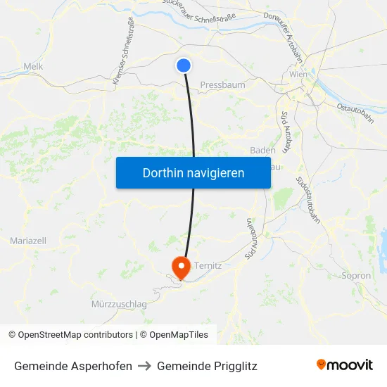 Gemeinde Asperhofen to Gemeinde Prigglitz map
