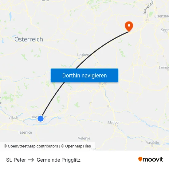 St. Peter to Gemeinde Prigglitz map
