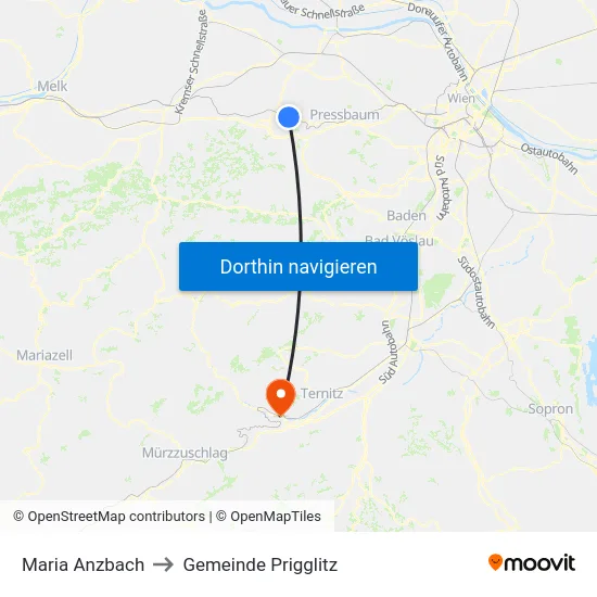 Maria Anzbach to Gemeinde Prigglitz map