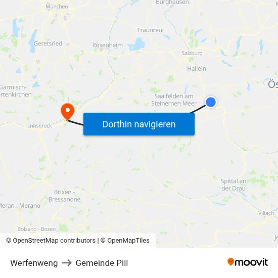 Werfenweng to Gemeinde Pill map