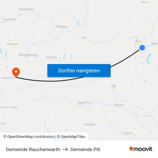 Gemeinde Rauchenwarth to Gemeinde Pill map