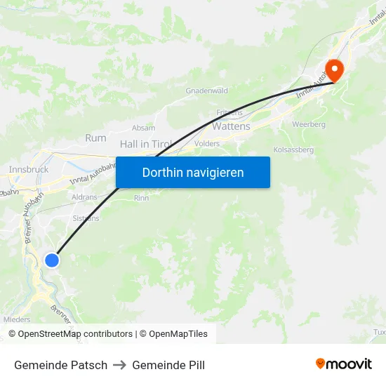 Gemeinde Patsch to Gemeinde Pill map