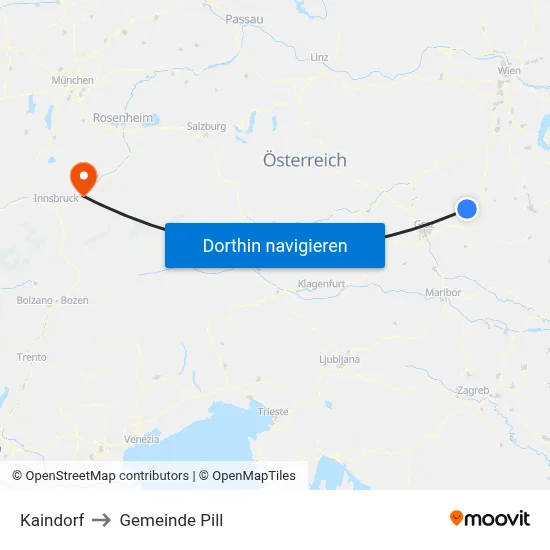 Kaindorf to Gemeinde Pill map