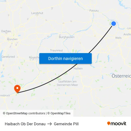 Haibach Ob Der Donau to Gemeinde Pill map