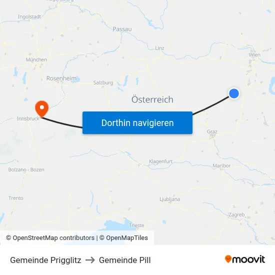 Gemeinde Prigglitz to Gemeinde Pill map