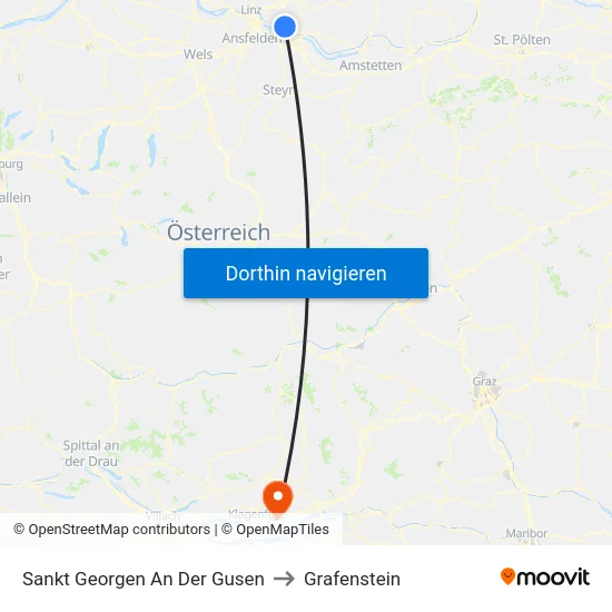 Sankt Georgen An Der Gusen to Grafenstein map