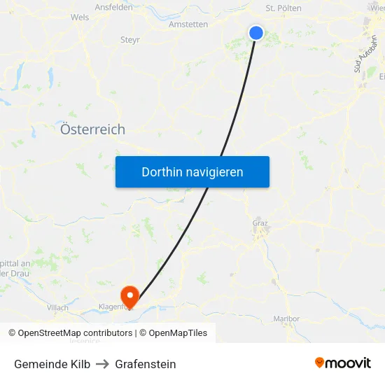 Gemeinde Kilb to Grafenstein map