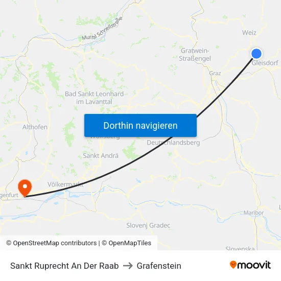 Sankt Ruprecht An Der Raab to Grafenstein map