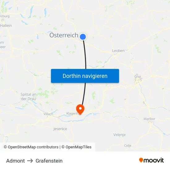 Admont to Grafenstein map