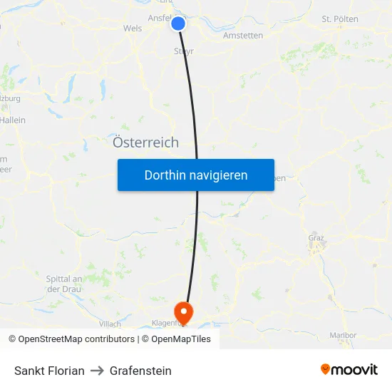 Sankt Florian to Grafenstein map