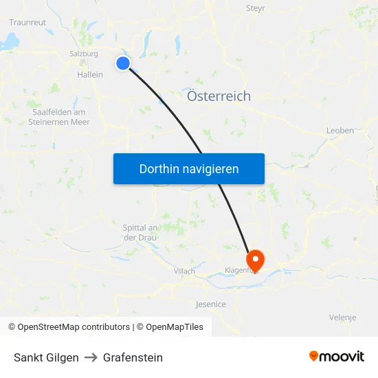 Sankt Gilgen to Grafenstein map