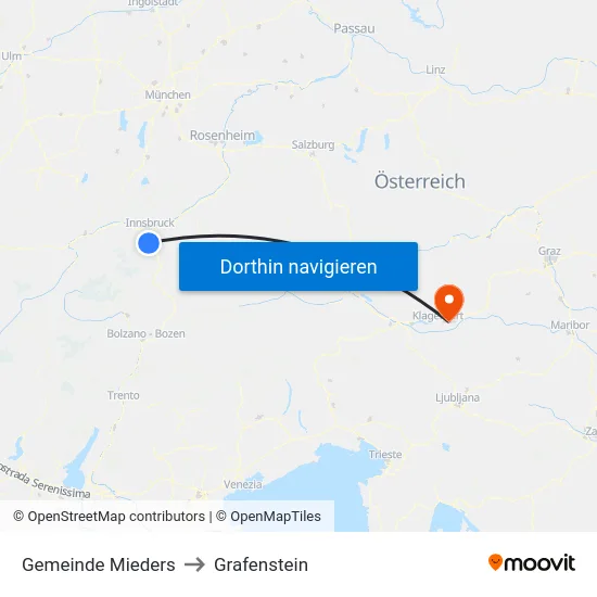 Gemeinde Mieders to Grafenstein map