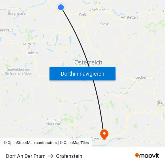 Dorf An Der Pram to Grafenstein map
