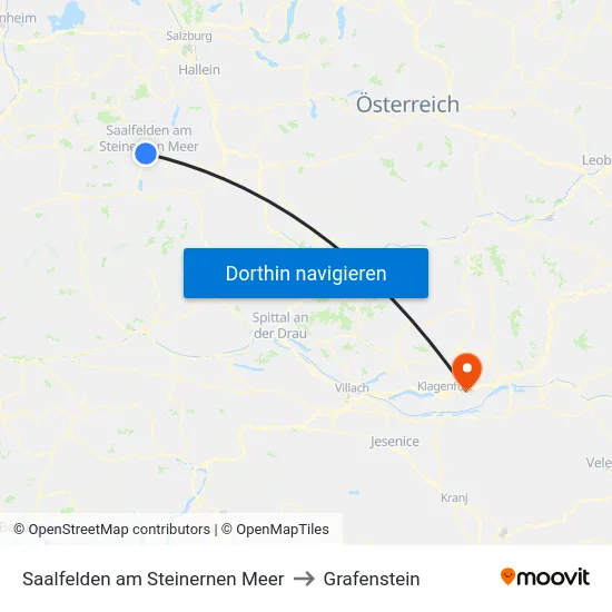 Saalfelden am Steinernen Meer to Grafenstein map