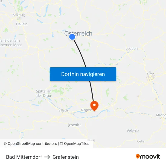 Bad Mitterndorf to Grafenstein map