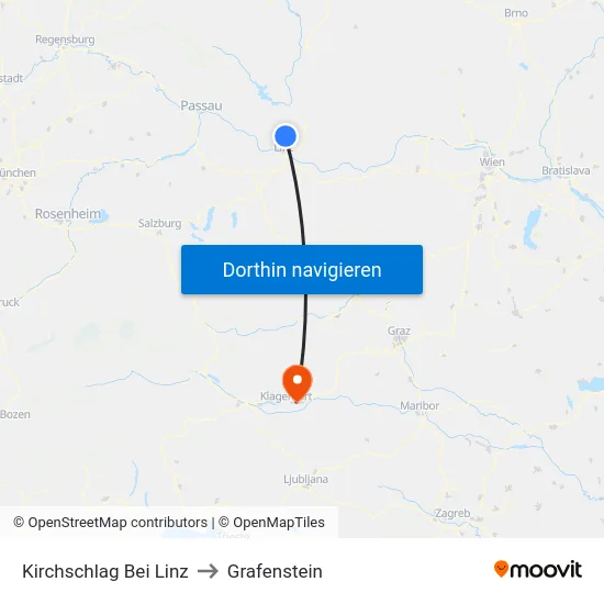 Kirchschlag Bei Linz to Grafenstein map