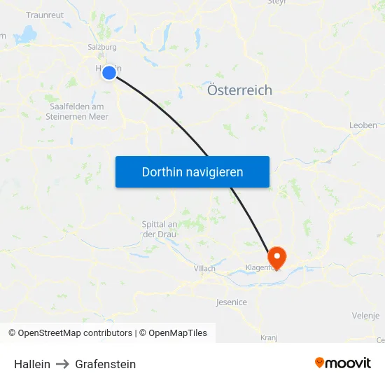 Hallein to Grafenstein map
