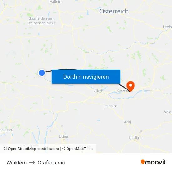 Winklern to Grafenstein map