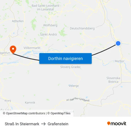 Straß In Steiermark to Grafenstein map