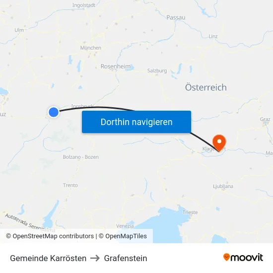 Gemeinde Karrösten to Grafenstein map