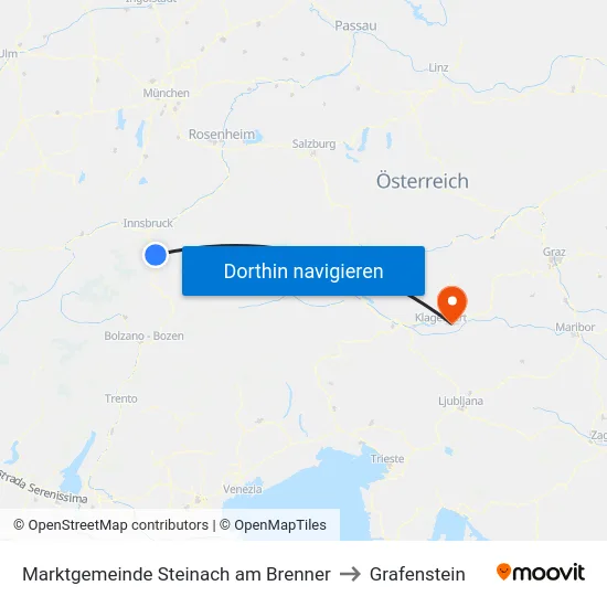 Marktgemeinde Steinach am Brenner to Grafenstein map