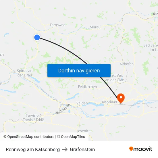 Rennweg am Katschberg to Grafenstein map