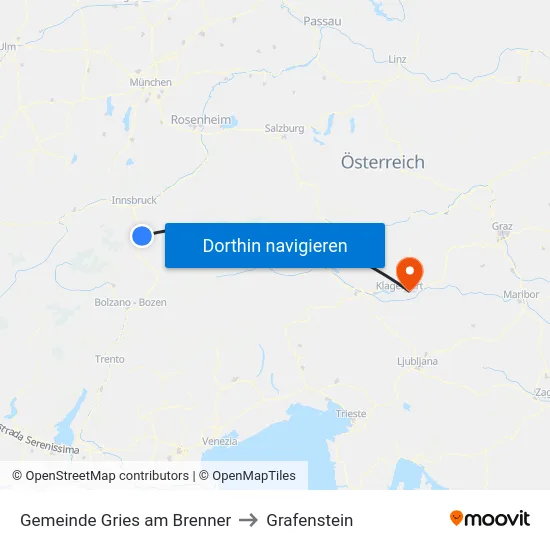 Gemeinde Gries am Brenner to Grafenstein map