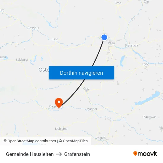 Gemeinde Hausleiten to Grafenstein map