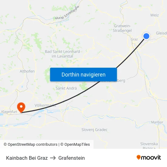 Kainbach Bei Graz to Grafenstein map