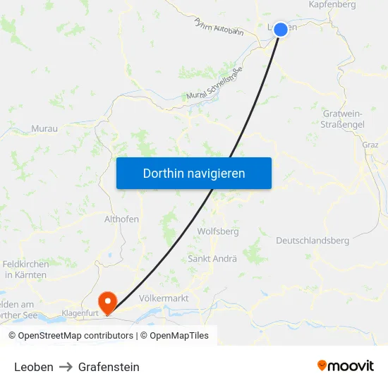 Leoben to Grafenstein map