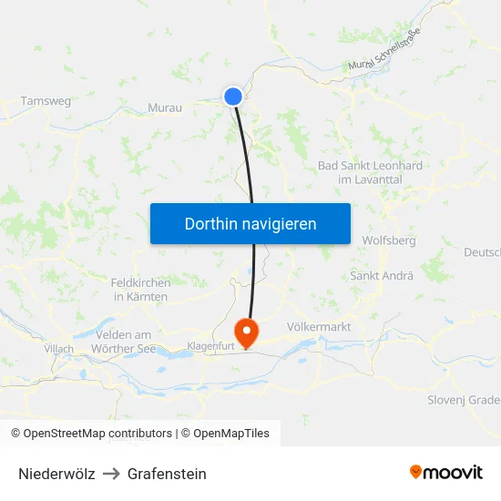 Niederwölz to Grafenstein map